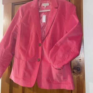Corduroy Jacket Blazer Lined Talbots Pink 2 Button Front New size 16